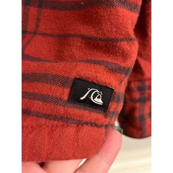 Quicksilver men's Dufflink flannel quilted overshirt S red plaid - Picture 4 of 13